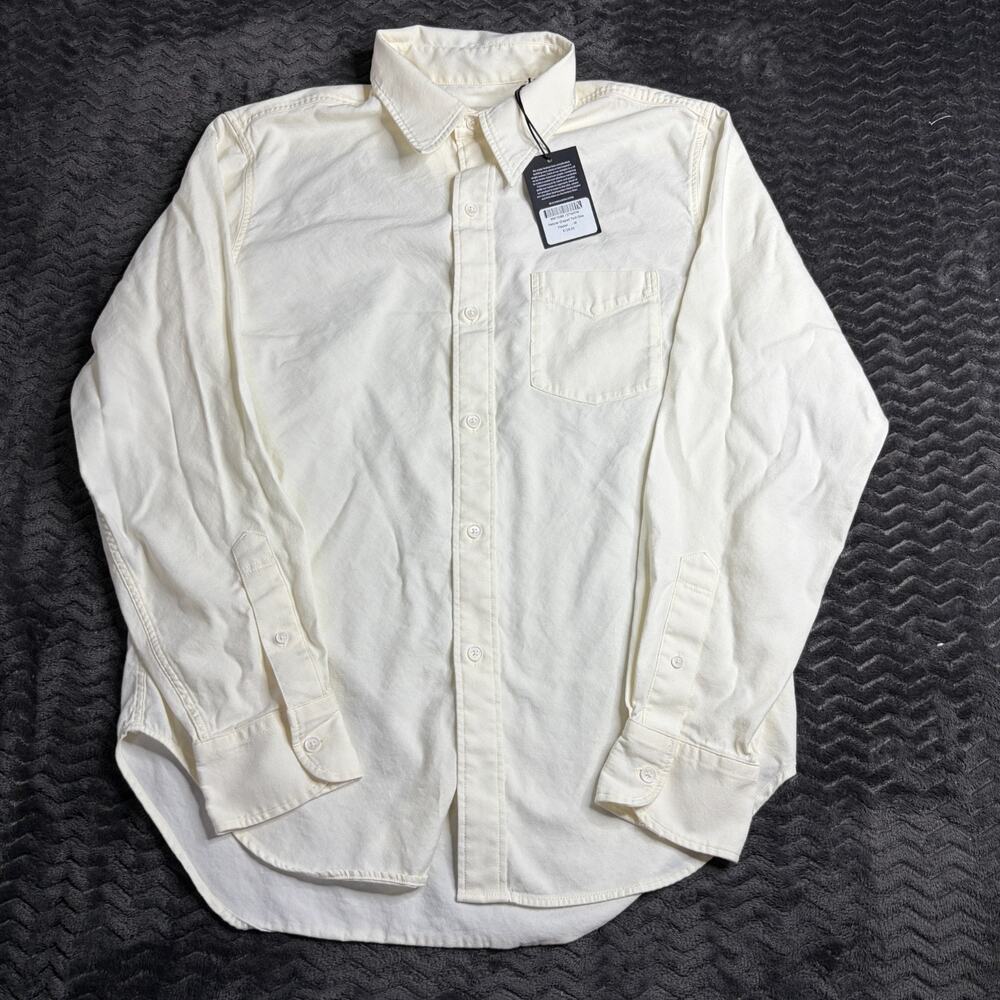 Buck Mason Men Medium Natural Draped Twill One Pocket Long sleeve Shirt
